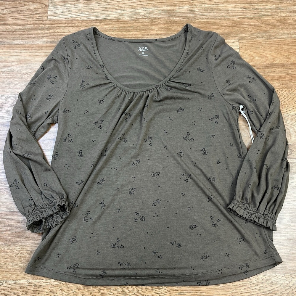 ANA A New Approach Long Sleeve‎ Shirt Brown Women's Size XS NEW